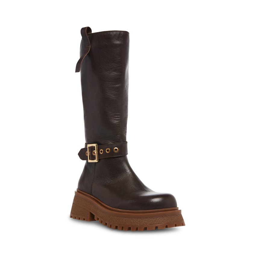 Botas Altas Steve Madden Willow Cuero Mujer Marrones Oscuro | ES LW2906